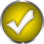 yellow check icon round with metal frame