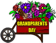 cart full of flowers for Grandparents Day