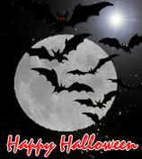 Happy Halloween full moon bats