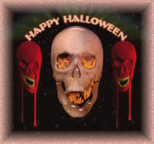 Happy Halloween with skulls on fire