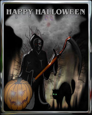 Happy Halloween with grim reaper