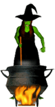 animated witch stirring the cauldron