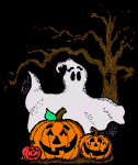 ghost with jack-o'-lanterns plus lightning animated