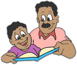 father and son reading