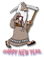 father time on white with hourglass