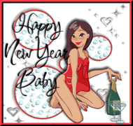 happy new year baby with animated bubbles