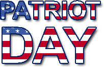 the words Patriot Day in the colors of the American Flag