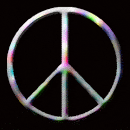 peace sign graphic - multi colors on black