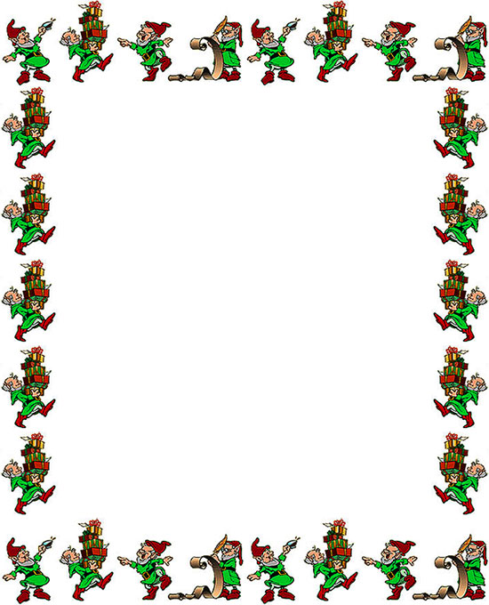 Free Elf Christmas Borders Clipart Frames Santa's Elves