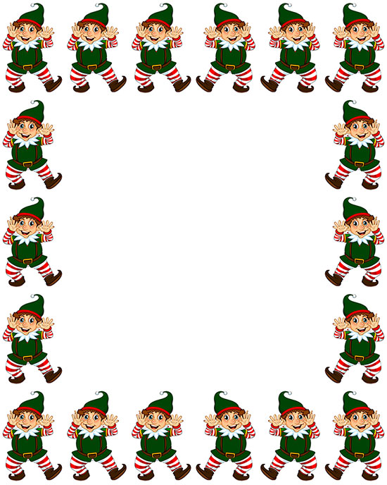 Free Elf Christmas Borders Clipart Frames Santa's Elves