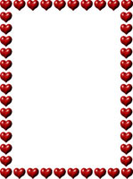 Red hearts frame with translucent glass overlay