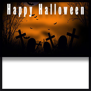 spooky Halloween border scene