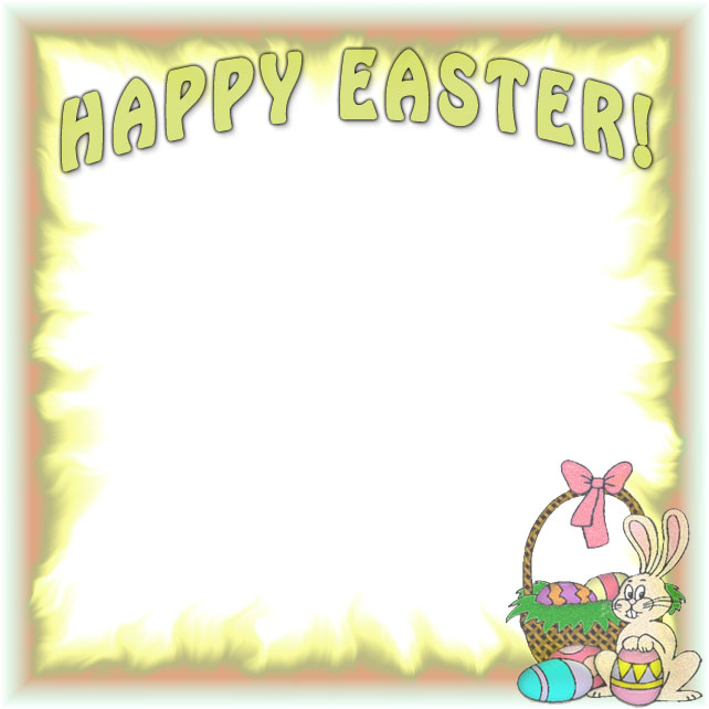 Happy Easter border with bunny and eggs