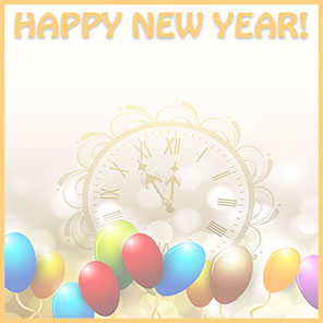 Happy New Year with clock