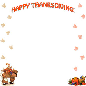 Happy Thanksgiving with cornucopia border