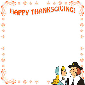 happy thanksgiving border with pilgrims