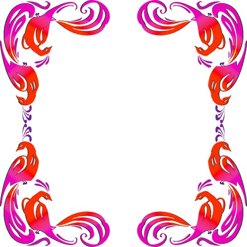 4 corner border with red birds