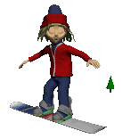 snowboarder down hill animated