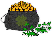 pot of gold with shamrocks