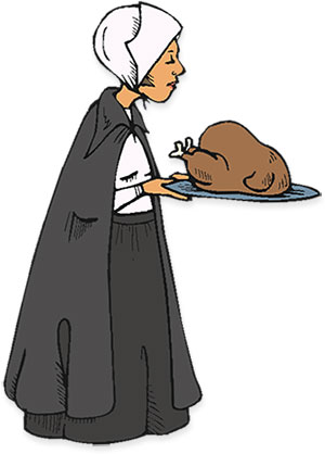 pilgrim with turkey