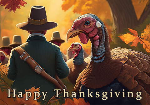 pilgrims and turkeys