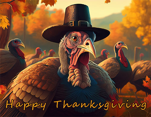 turkeys and autumn leaves