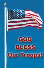 God Bless Our Troops with an American flag