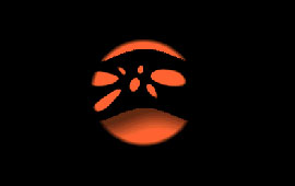 black background with orange design