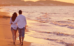 man and woman walking